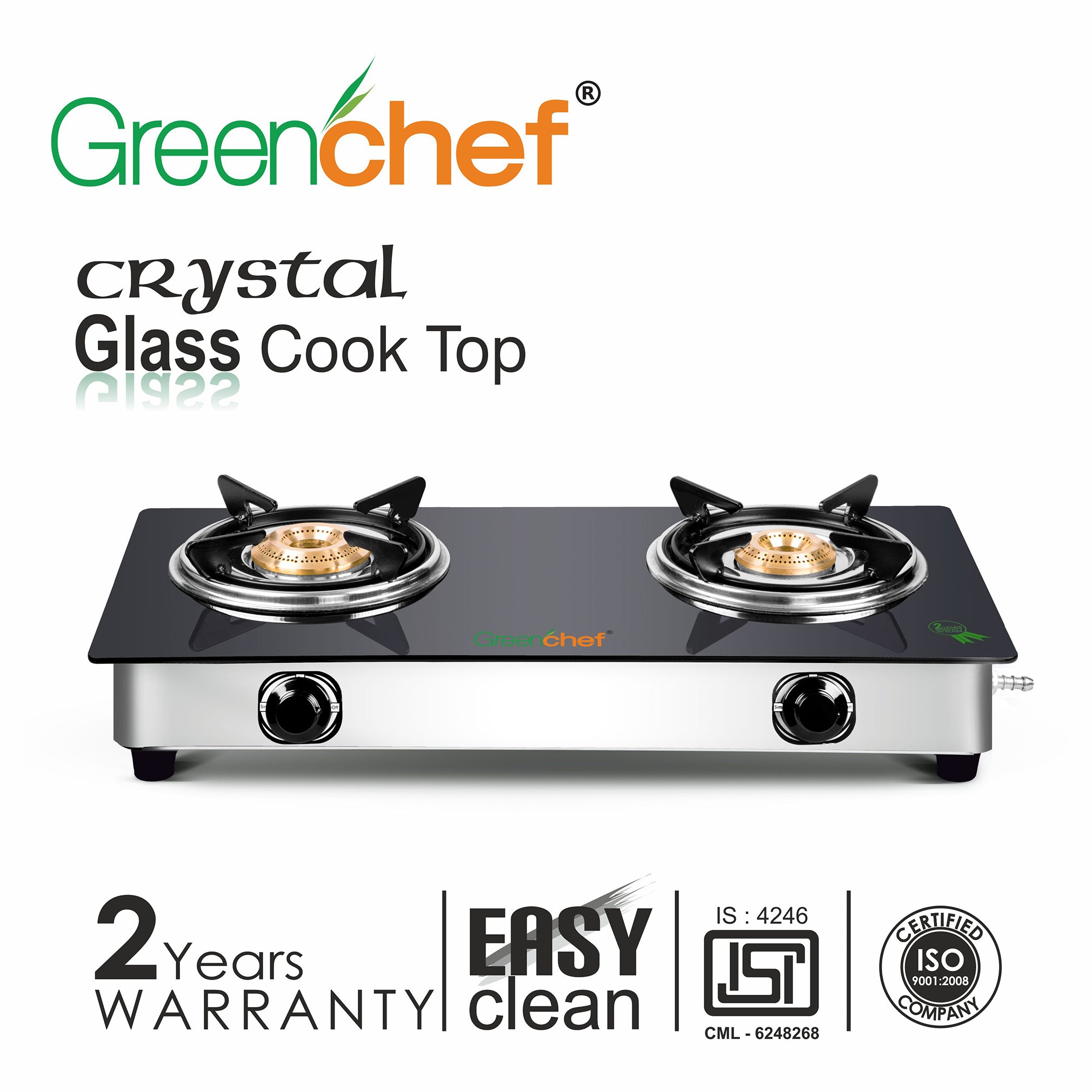 Greenchef Glasstop 2Burner Crystal Black Greenchef Glasstop 2Burner Crystal Black